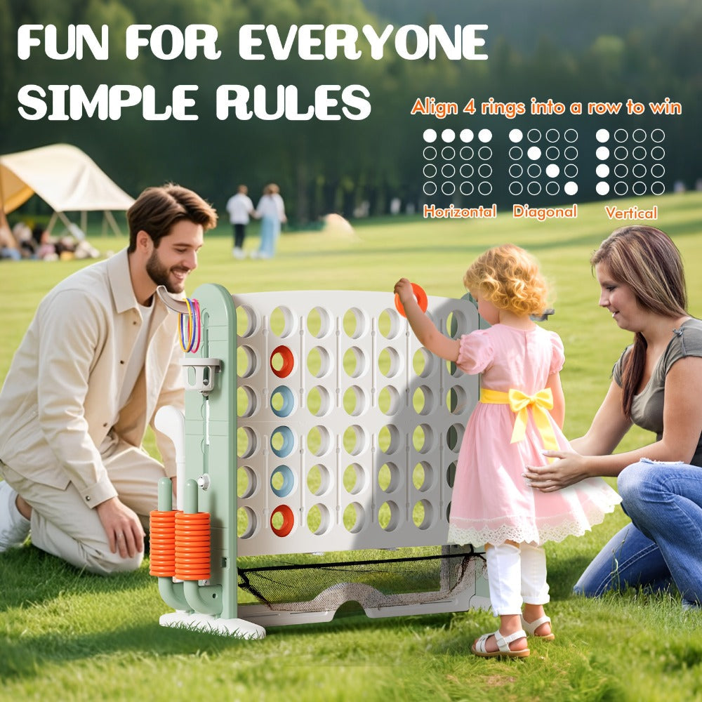 4-in-1 Giant Connect Four Game Set for Kids & Adults, Adjustable Height with Basketball Hoop, Golf Putting — image 6