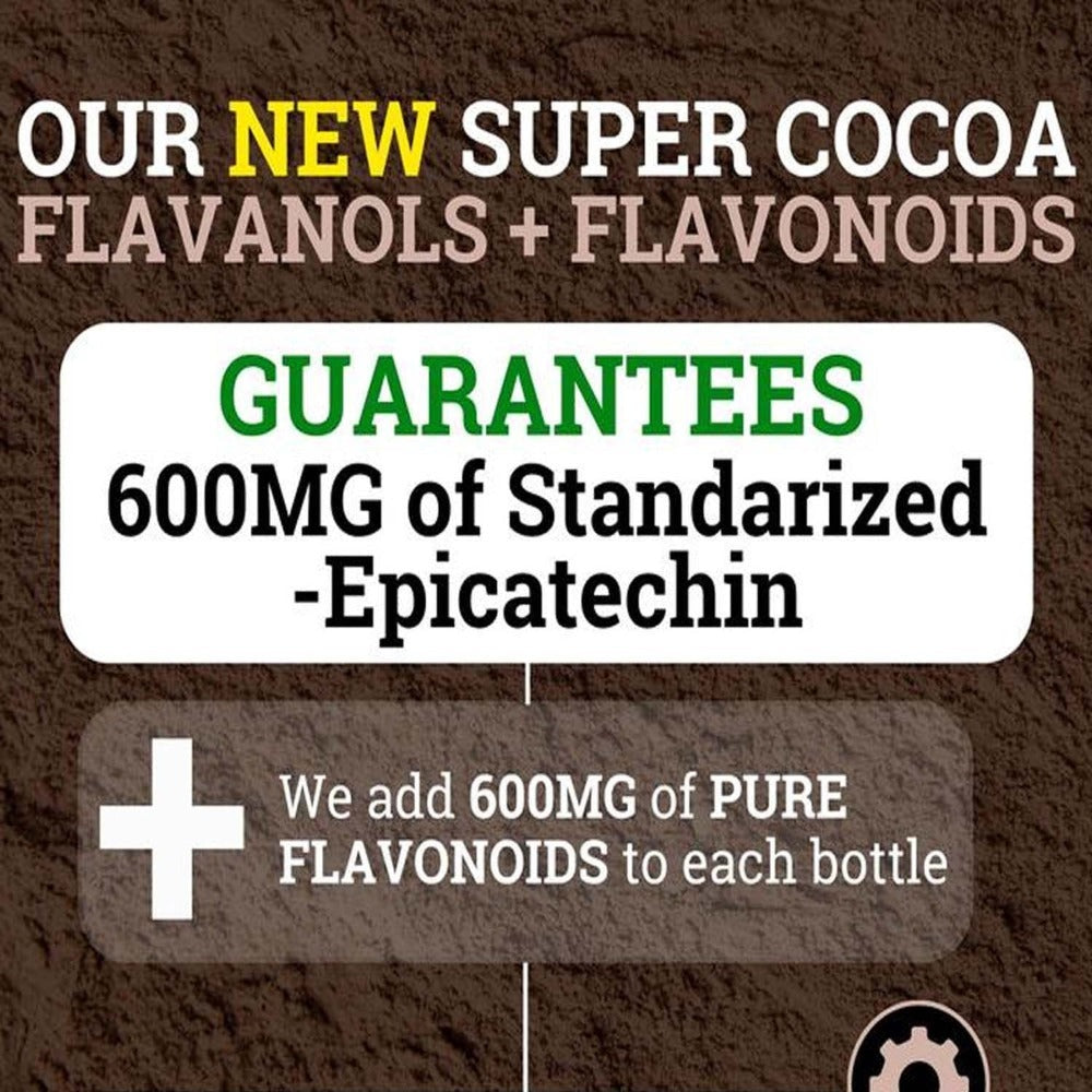 High Flavanol Cocoa Powder 1200mg Per Serving, Cocoa Flavanols & Epicatechin, Unsweetened Dark Chocolate Cacao Powder for Bak