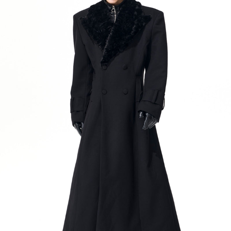 Noble Stitched Lapel Long Trench Coat Blazer