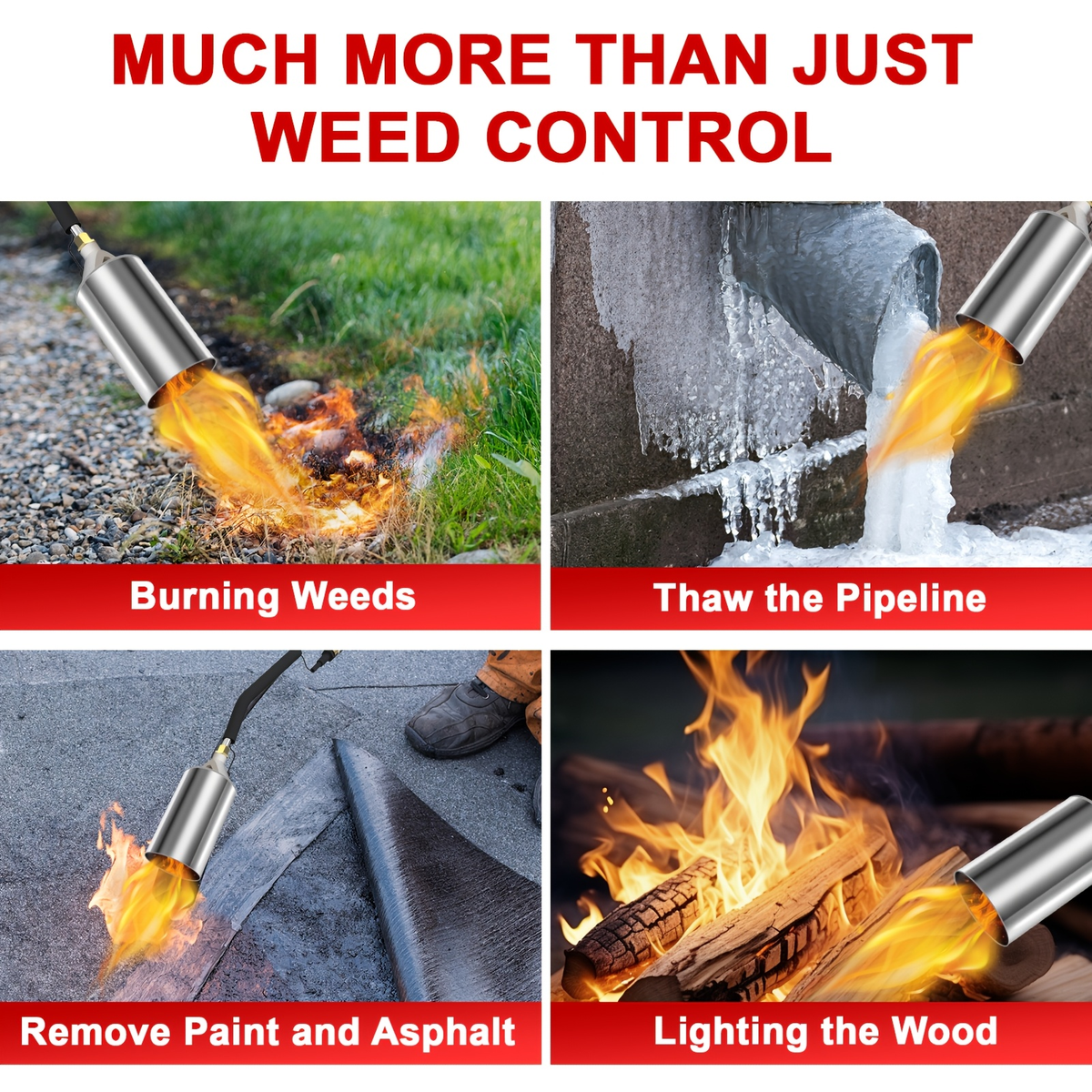 Weed Burner Torch Propane with 10ft Hose & Turbine Trigger, High-Output Flame Weeder with Cylinder Converter for Garden Weedi