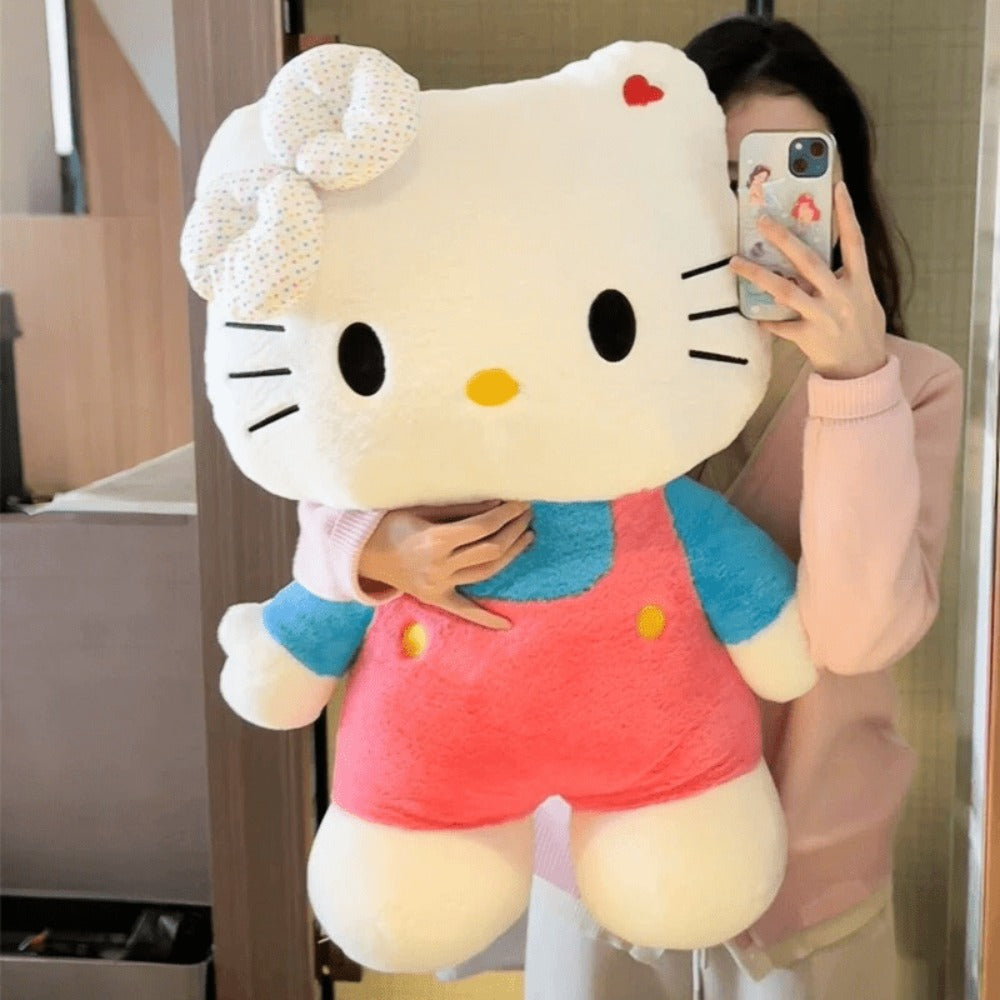 Plush Toy Hello Kitty 16-Inch Character Doll in Red-Blue or Pink-Blue Outfits for Display for Character Display, Room Decor a