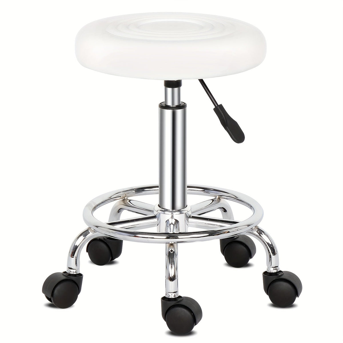 360 Swivel Bar Stool with Footrest Round Cushioned Sponge Seat Chrome Base Counter Stool Kitchen Island Home — image 1