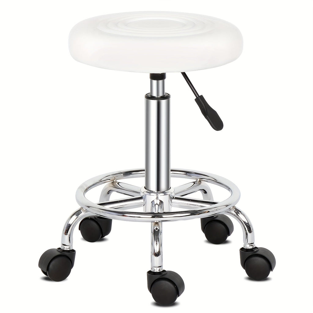 Round Padded Swivel Bar Stool 360° with Chrome Base – Adjustable Height Salon Kitchen Counter Stool for Nail — image 1
