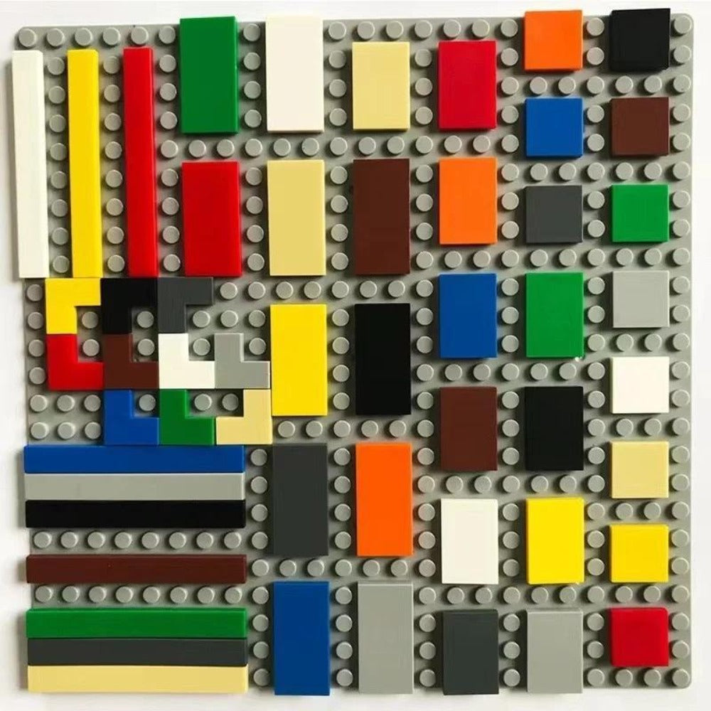 Bulk Flat Tile Building Blocks 150 Pcs – Smooth Thin Plate Bricks 1x1 1x2 1x6 LEGO Compatible MOC Accessories Kids Creative B