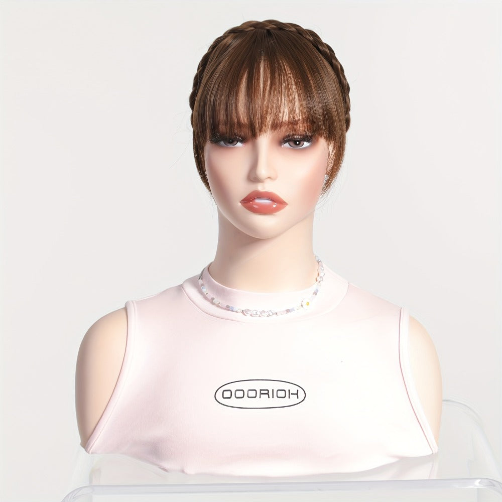 Hair Extensions Synthetic Braided Headband with 4-Inch Bangs, 55g Weight and Four Color Options — image 7