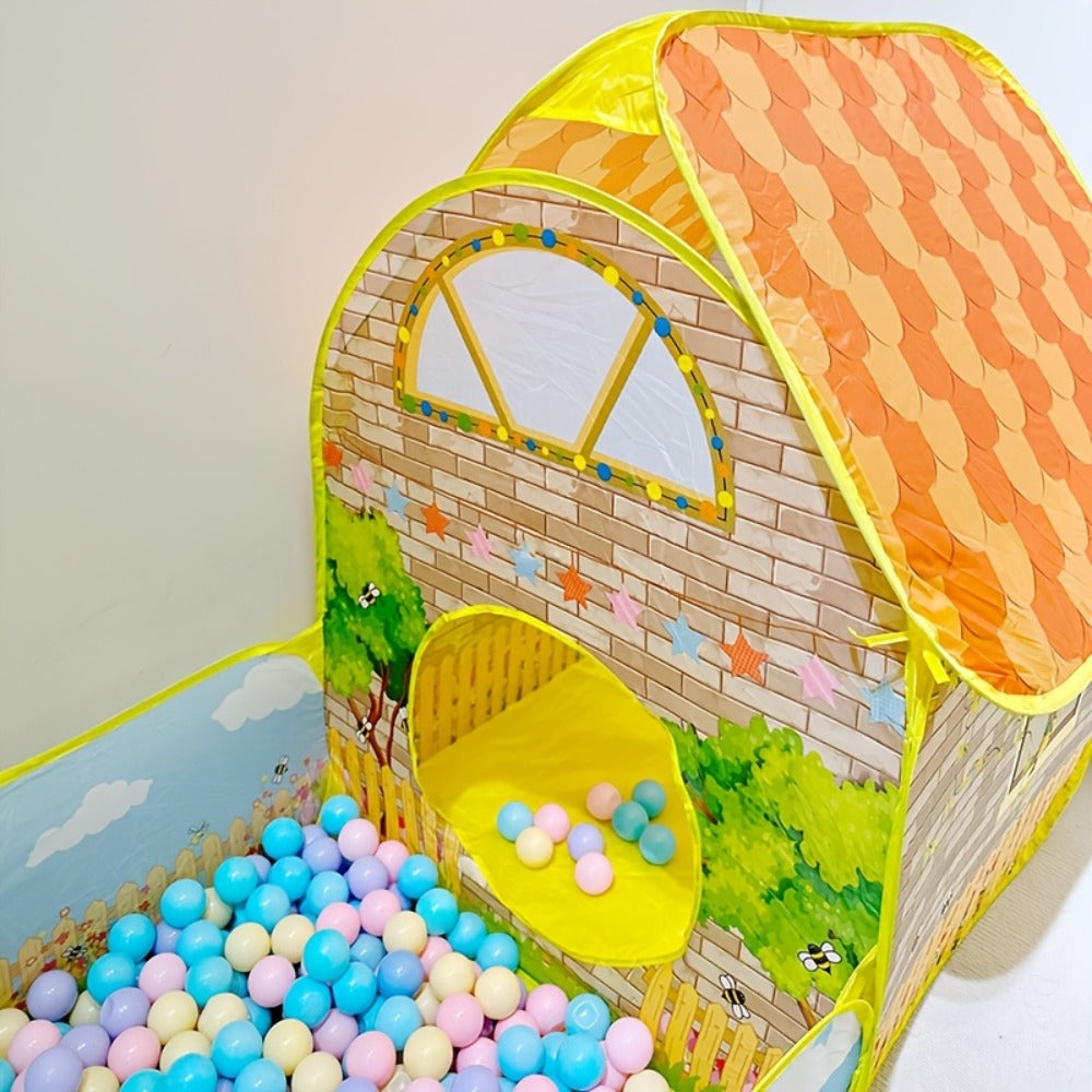 Kids Cottage Play Tent with Ball Pit Cartoon Playhouse Indoor Outdoor with the Listed Color, Size or Set Options for Everyday