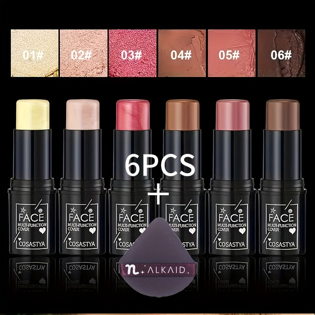 Blush Stick Makeup Set 6 Piece, 3-in-1 Waterproof Blush Eyeshadow Touch-Up Sticks, All-Day Glossy Shimmer — image 18