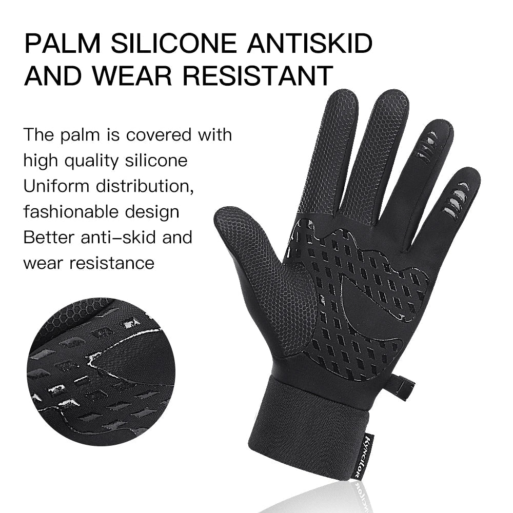 Outdoor warm cold windproof riding gloves touch screen windproof and anti-skid women's velvet full finger gloves