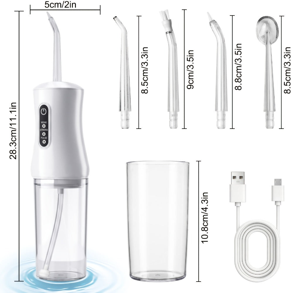 Adjustable Pressure Water Flosser with Interchangeable Nozzles – USB Rechargeable Smart Electric Oral Irrigator for Deep Teet