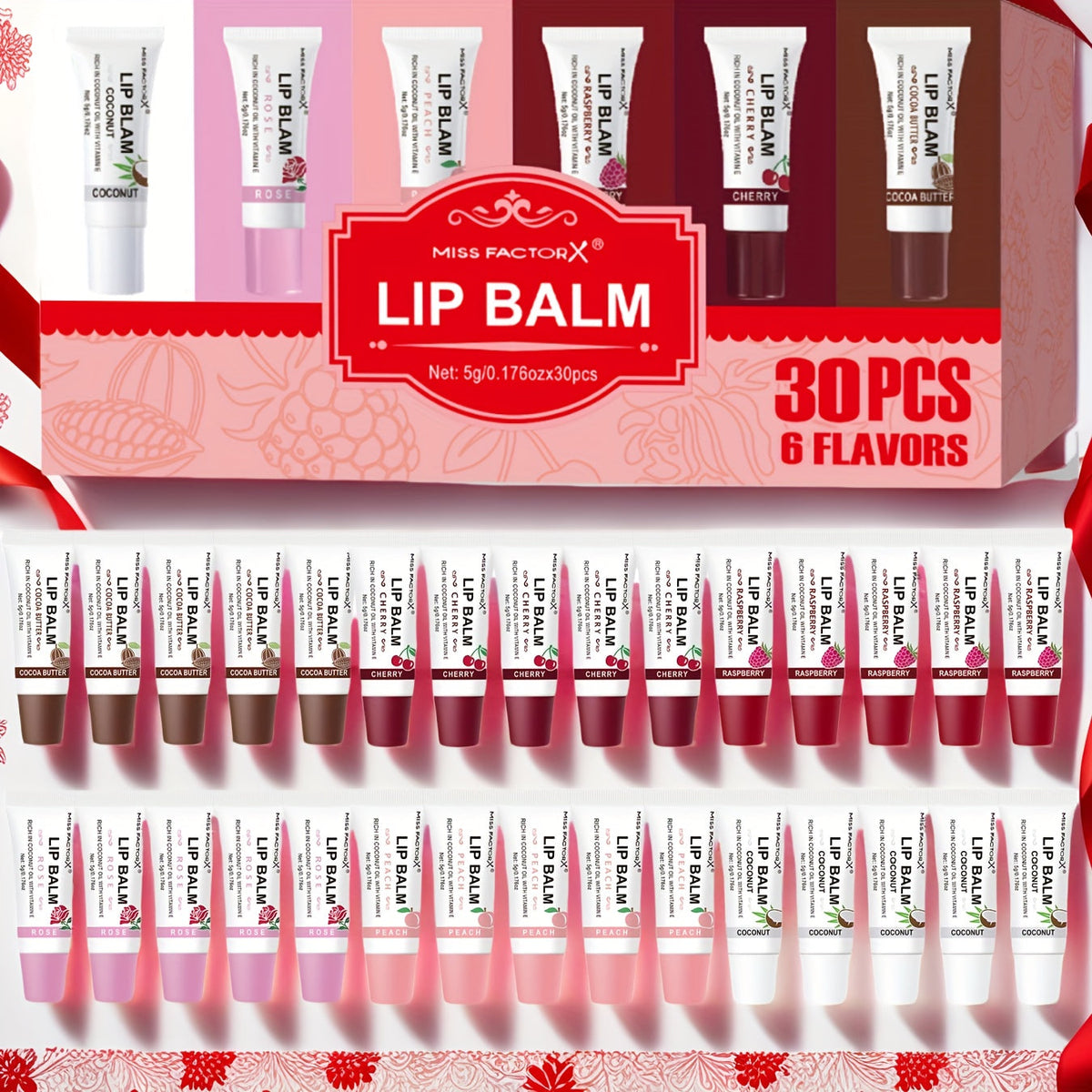 30-Piece Lip Gloss Gift Box Set, 6 Glossy Shades Waterproof Anti-Transfer Liquid Lipstick, High-Shine Lip Color for Women — i