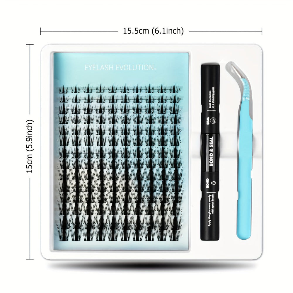 C-Curl Spike Lash Extension Kit with 140 Clusters in Mixed 8-18mm Lengths, Adhesive Tube and Curved Applicator — image 5
