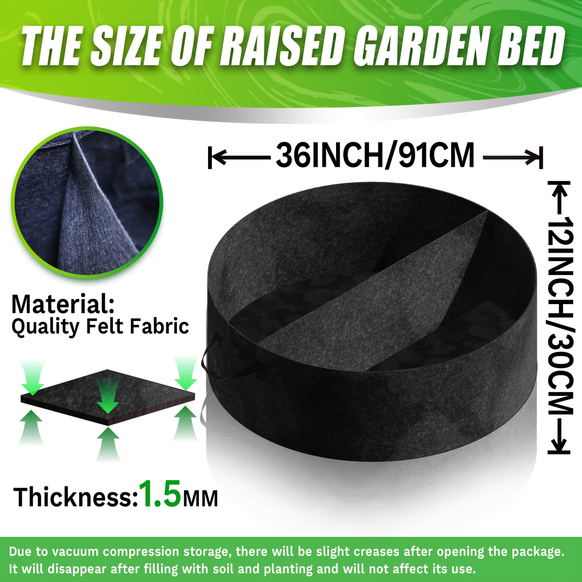 Round Divided Fabric Raised Grow Bed with Handles in 24-, 36-, 48- or 60-Inch Diameter Options — image 9