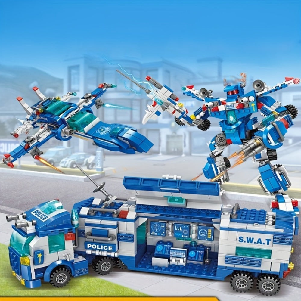 City Police Building Blocks Set 700 Pieces, Patrol Car Truck with Action Figures, Brick Toy for Boys Role Play STEM — image 1