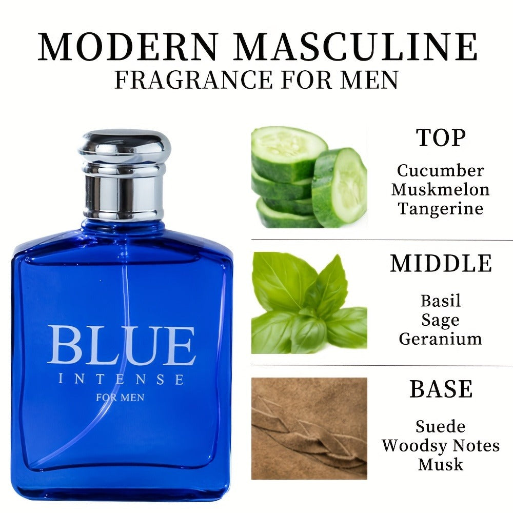 Men's Eau de Toilette Spray 3.4oz 100ml - Fresh Fruity Cologne with Cucumber Melon Orange EDT for Men Dates Daily Use Parties