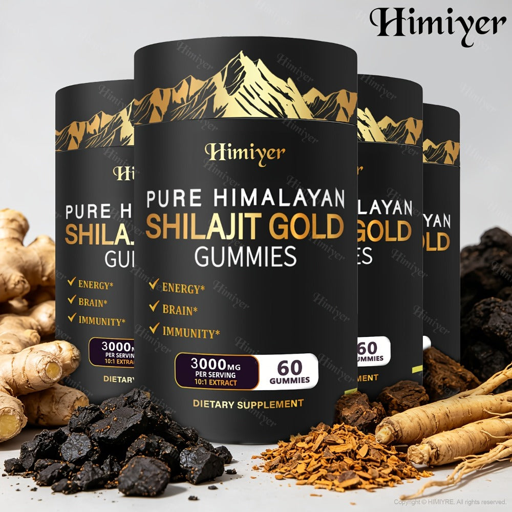 Shilajit Supplement 3000mg with Ginger, Ginseng & Ashwagandha – Pure Fulvic Acid & Multi-Mineral Phytonutrient Formula for En