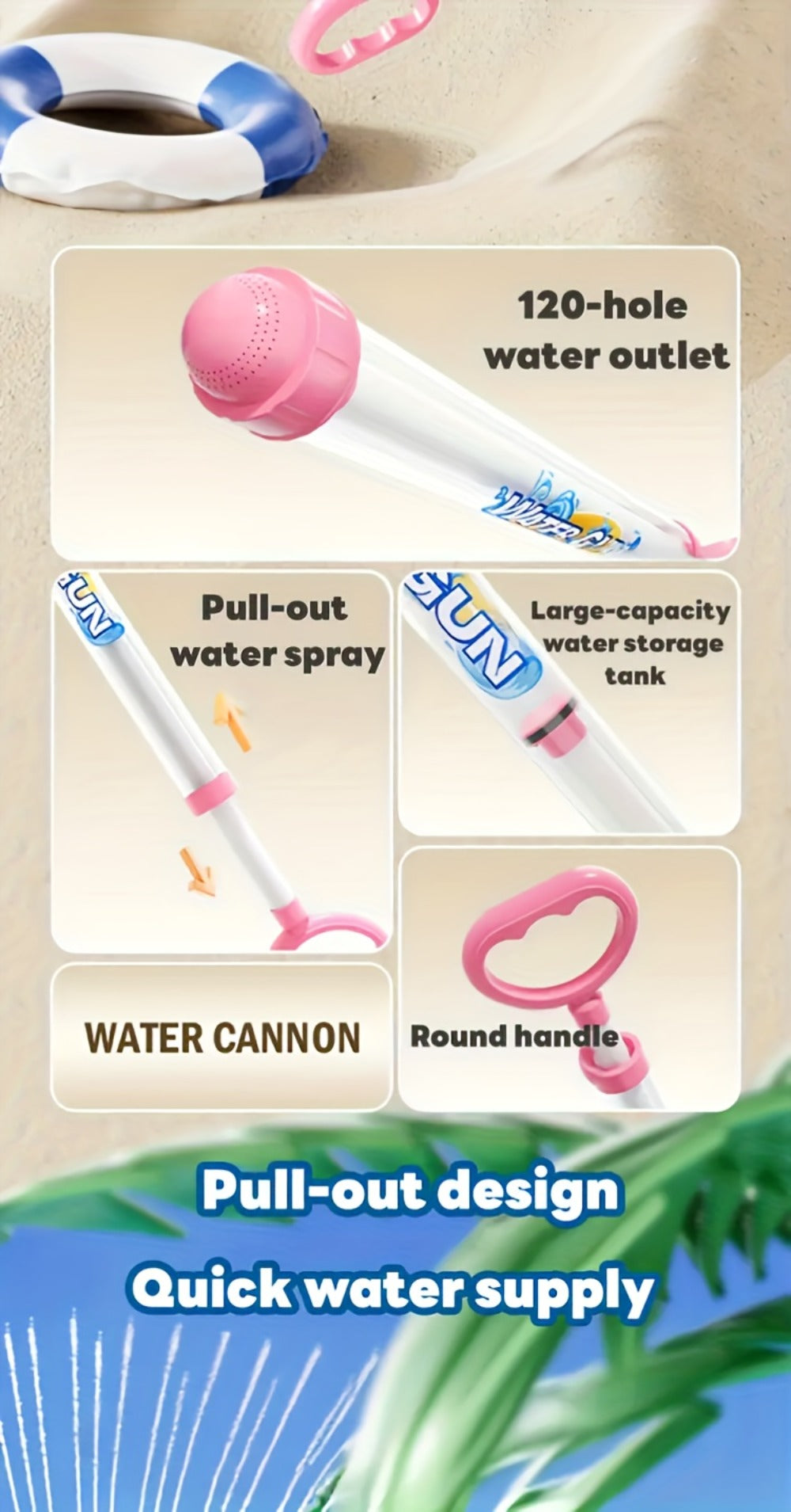 Firework-Shape Manual Water Blaster Set with Three or Six Pull-Push Wands in Blue, Purple and Pink — image 11