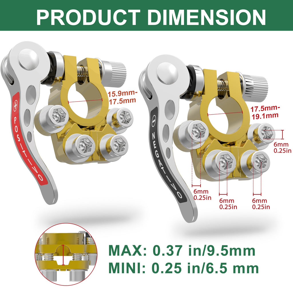 Four-Piece SAE/JIS A-Type Battery Terminal Connector Set with Positive and Negative Quick-Release Clamps — image 2