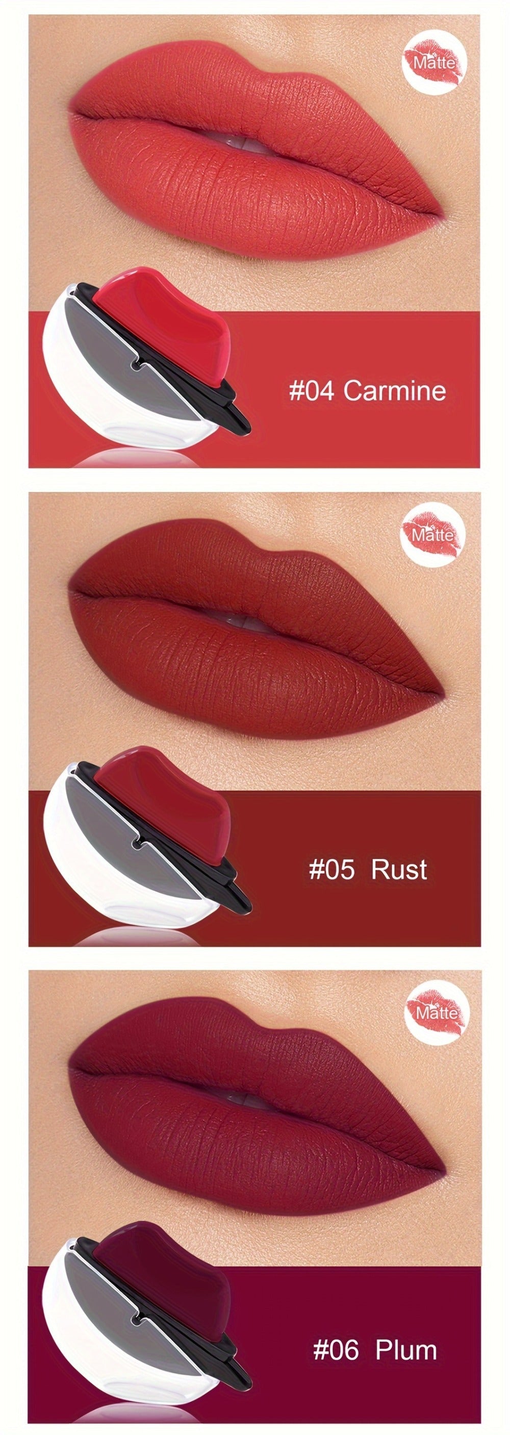Lipstick Set, Mirsist 6-Piece Lip-Shaped Color Collection with Three Numbered Shade-Group Options — image 13