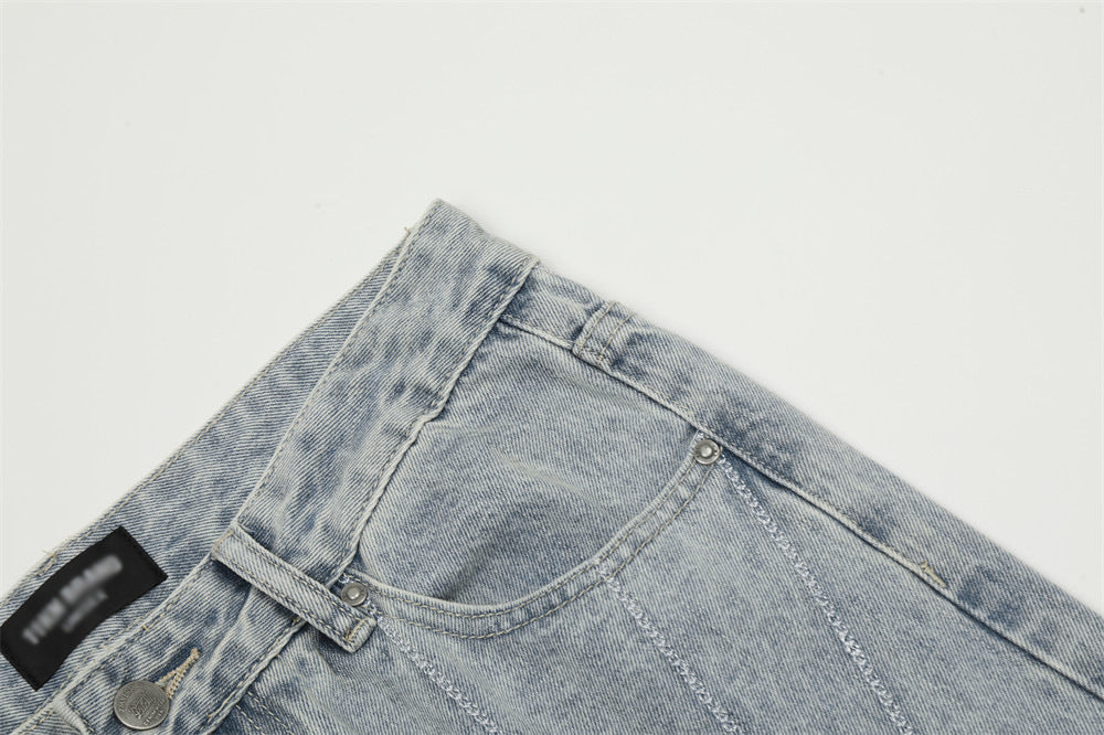 Embroidery Wash Denim Trousers For Men