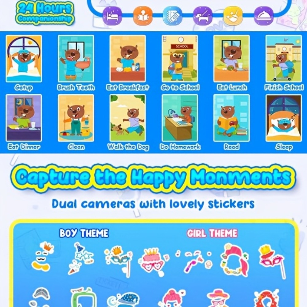 Kids Toy Mobile Phone with Dual Cameras, Touchscreen & MP3 Player, Educational Toy with Games, Alarm Clock & USB Charging — i