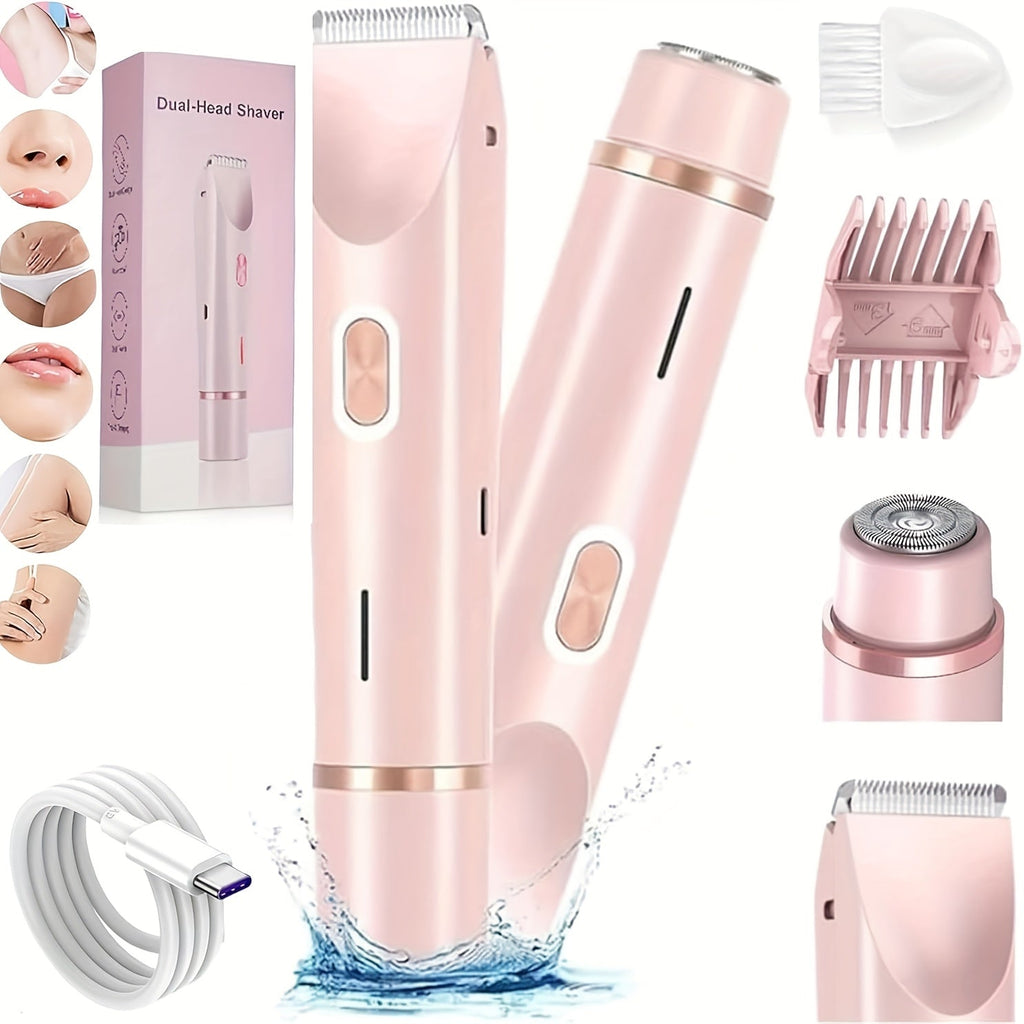 Two-Head Electric Hair Shaver with Foil and Rotary Attachments, Type-C Charging in Pink, Purple or Blue — image 1