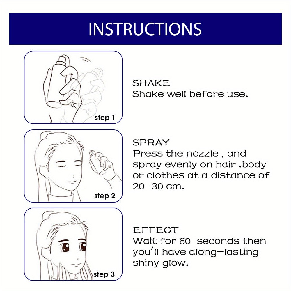 Shimmer Glitter Body Spray 60ml Waterproof Long-Lasting Highlighter for Skin Hair & Clothing – Fine Mist Sparkle Glow Spray f