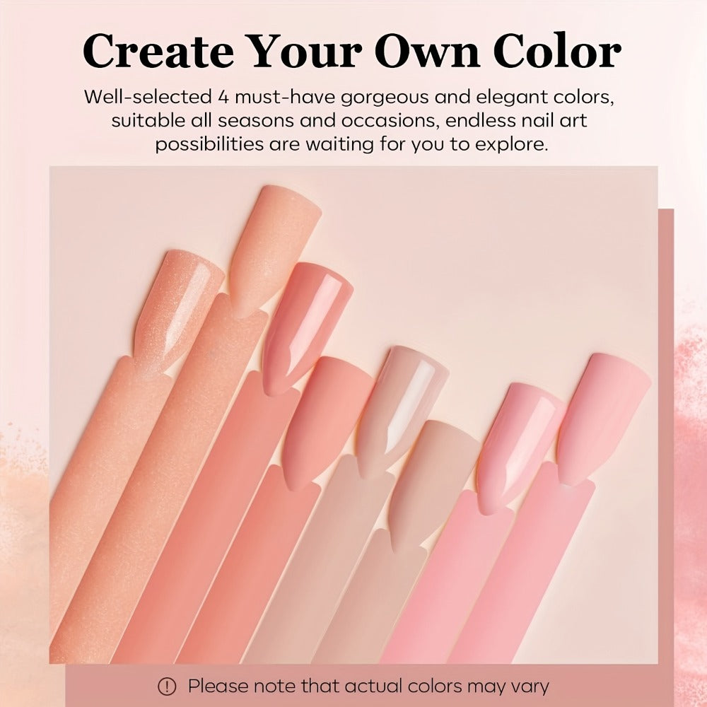 Acrylic Nail Kit NOCIS Four 10g Pink and Warm Neutral Powders with Liquid Monomer, Three Brushes and File — image 4