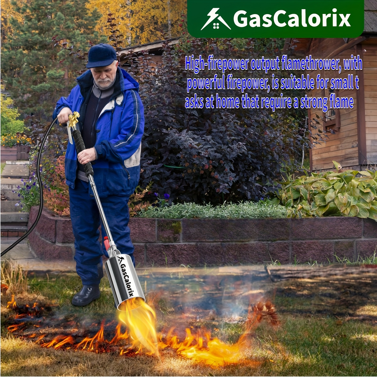 Weed Burner Torch Propane with 10ft Hose & Turbine Trigger, High-Output Flame Weeder with Cylinder Converter for Garden Weedi