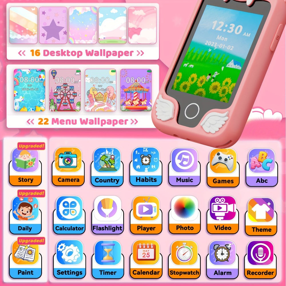 Kids Toy Smart Phone with HD Touchscreen & Dual Camera, 8GB Storage with the Listed Color, Size or Set Options for Everyday U