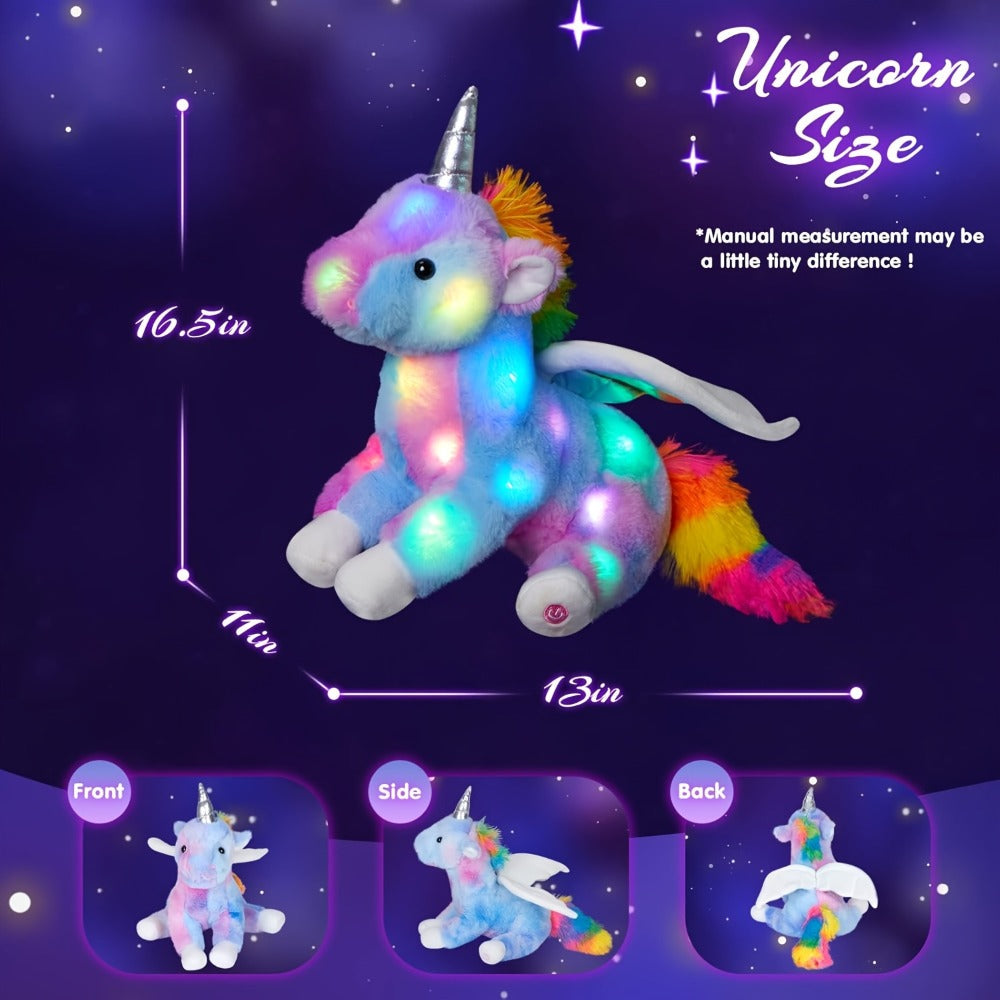 Plush Toy Rainbow Unicorn with LED Glow and Choice of Music or No-Music Light-Up choices for Bedtime — image 5