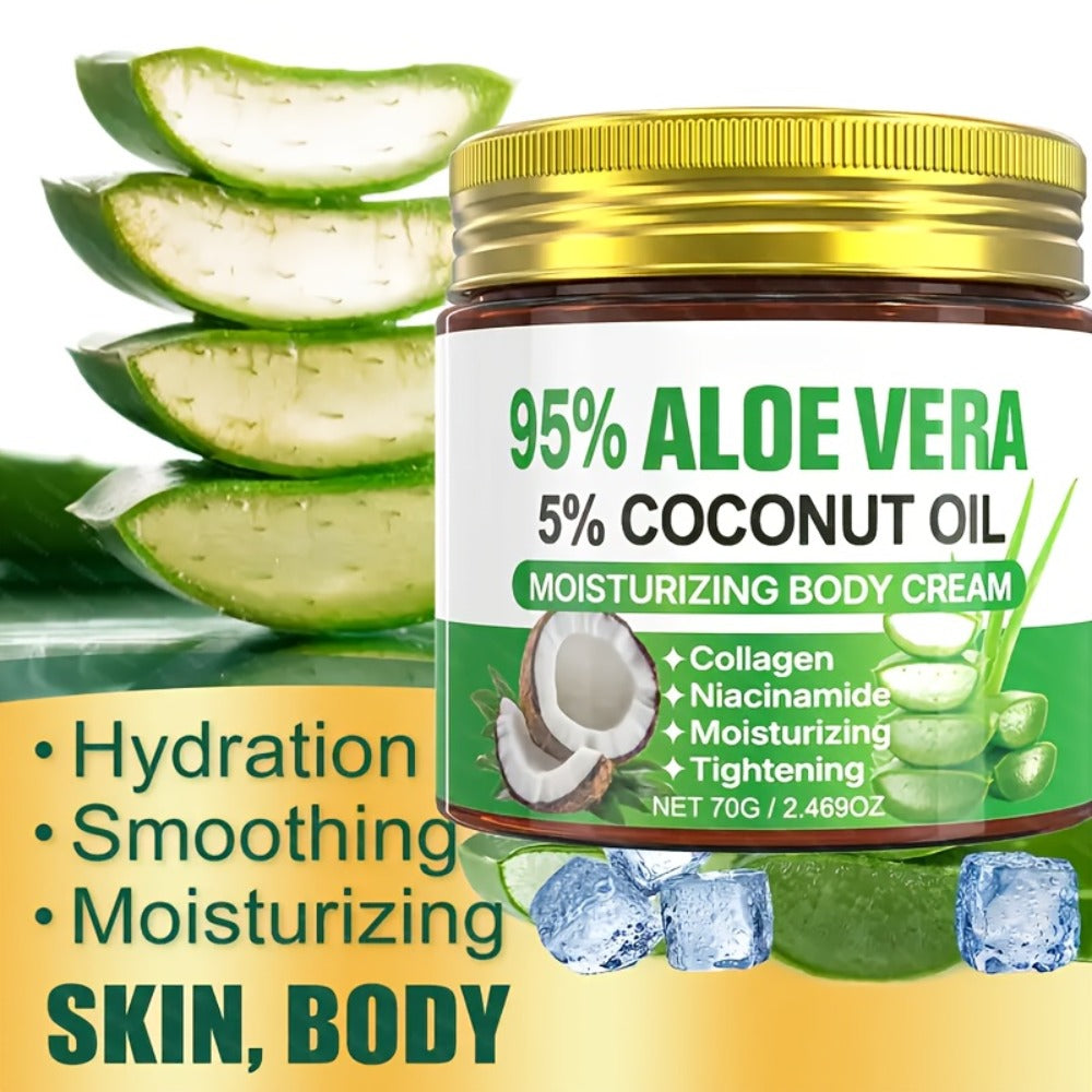 Aloe Vera Collagen Face Cream, Two Jar Set with Hyaluronic Acid and Coconut Oil for Daily Moisture — image 2