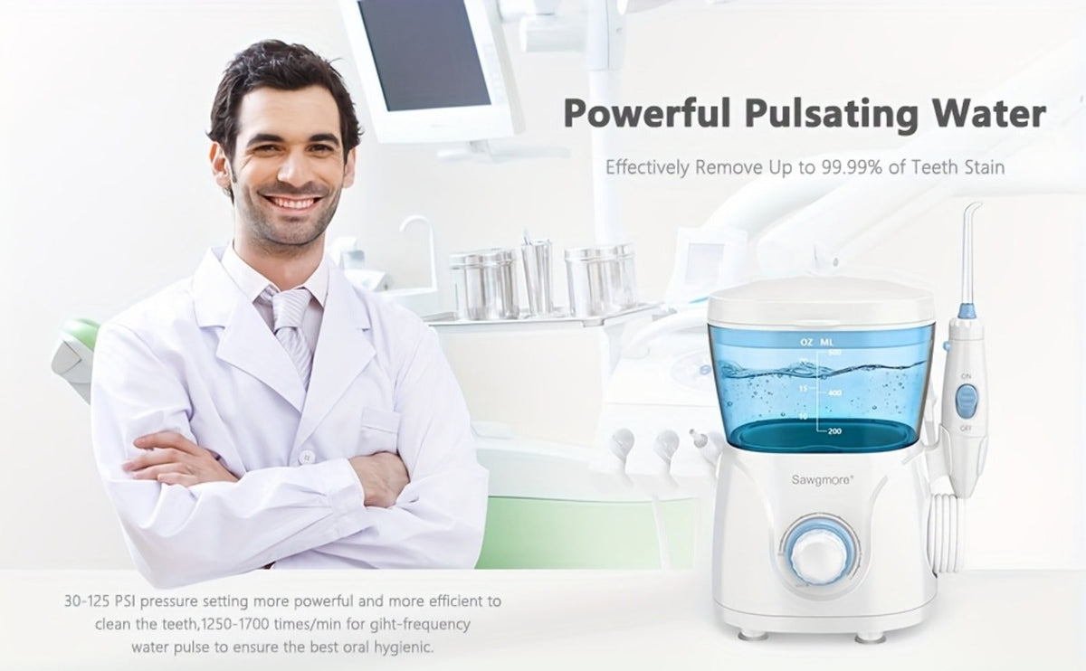 Water Flosser Countertop FC166 Oral Irrigator with 600ml Tank, Ten Pressure Settings, Eight Nozzles and Rotary Dial — image 1