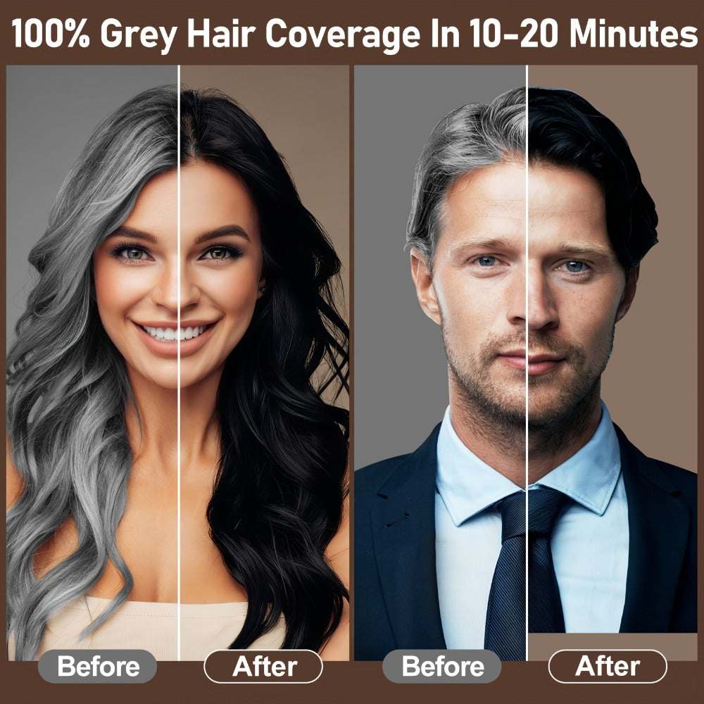 RILSIC 3-in-1 Gray Hair Color Shampoo with Plant Squalene – 100% Gray Coverage Wash & Condition Instant Results, No Mix No Am