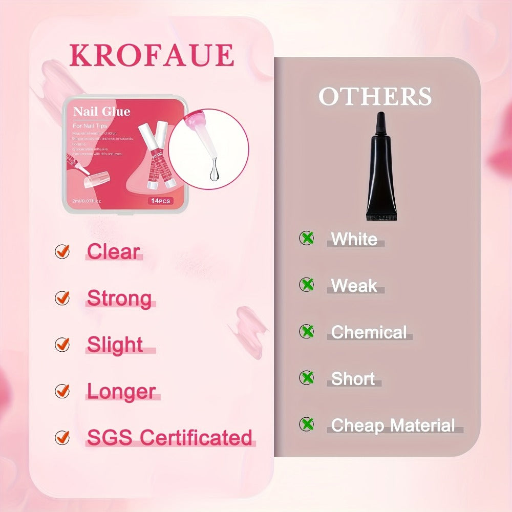 Nail Glue Set, KROFAUE 28 Precision-Tip Tubes at 2g Each for Press-On Nails, Nail Tips and Nail Art — image 5