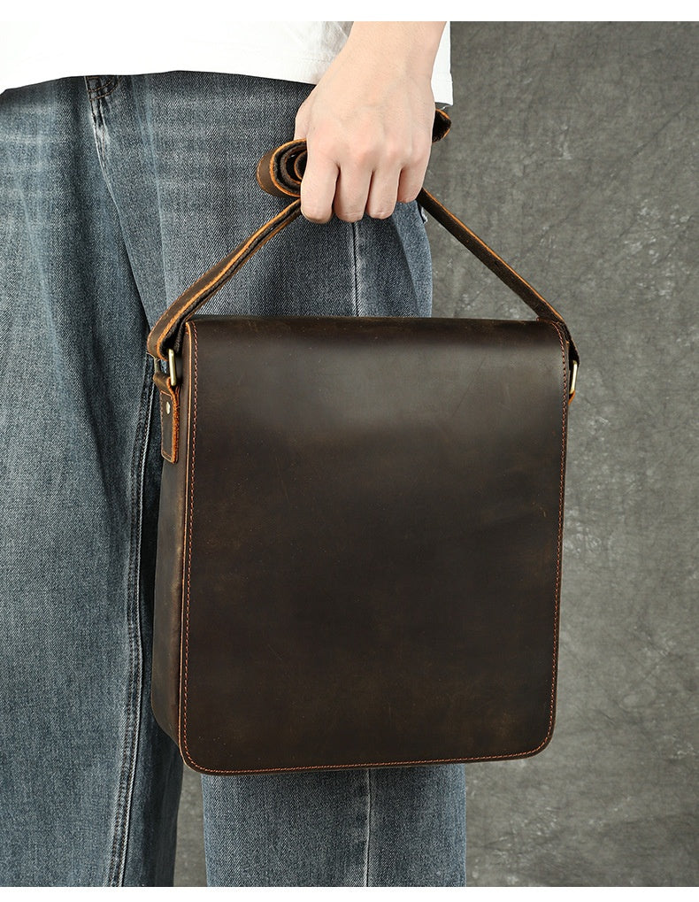 Men's Premium Leather Crossbody Bag, Sophisticated And Casual Single-shoulder Design