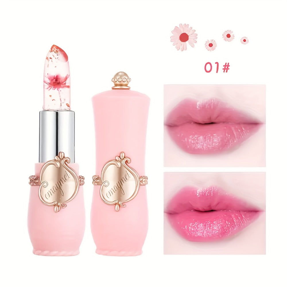 Lipstick Set, emaymei 6-Piece Transparent Flower-Core Jelly Collection in Ornate Pink Cases — image 8