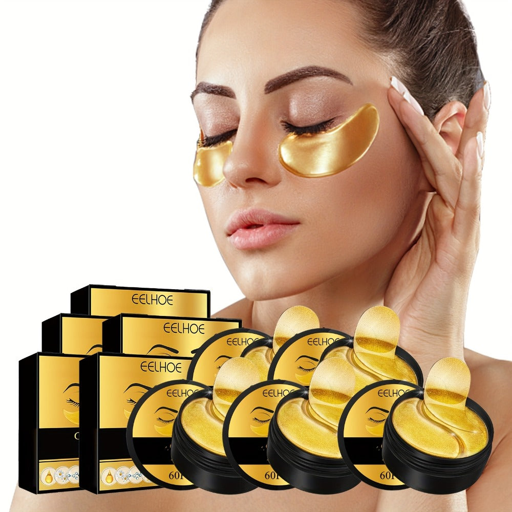 Under Eye Patches 120pcs (2 Boxes) with Hyaluronic Acid, Collagen & Glycerin – Gold Eye Mask for Dark Circles, Puffiness & Fi