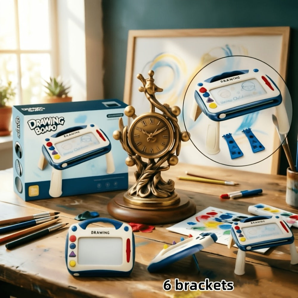 Kids Magnetic Drawing Board 3-in-1 Doodle Kit – Reusable Erasable Toddler Art Toy with Stamps, Pen & Stand | STEM Learning Gi