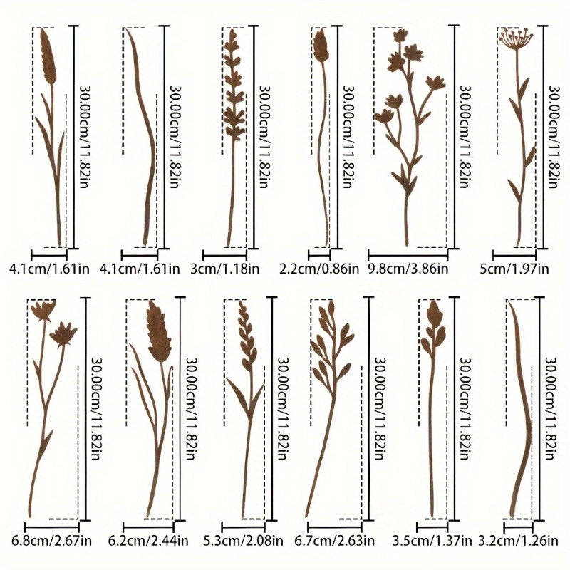 Rustic Metal Wildflower Stems, 12-Piece 30 cm Botanical Set for Vases, Planters and Garden Beds — image 4