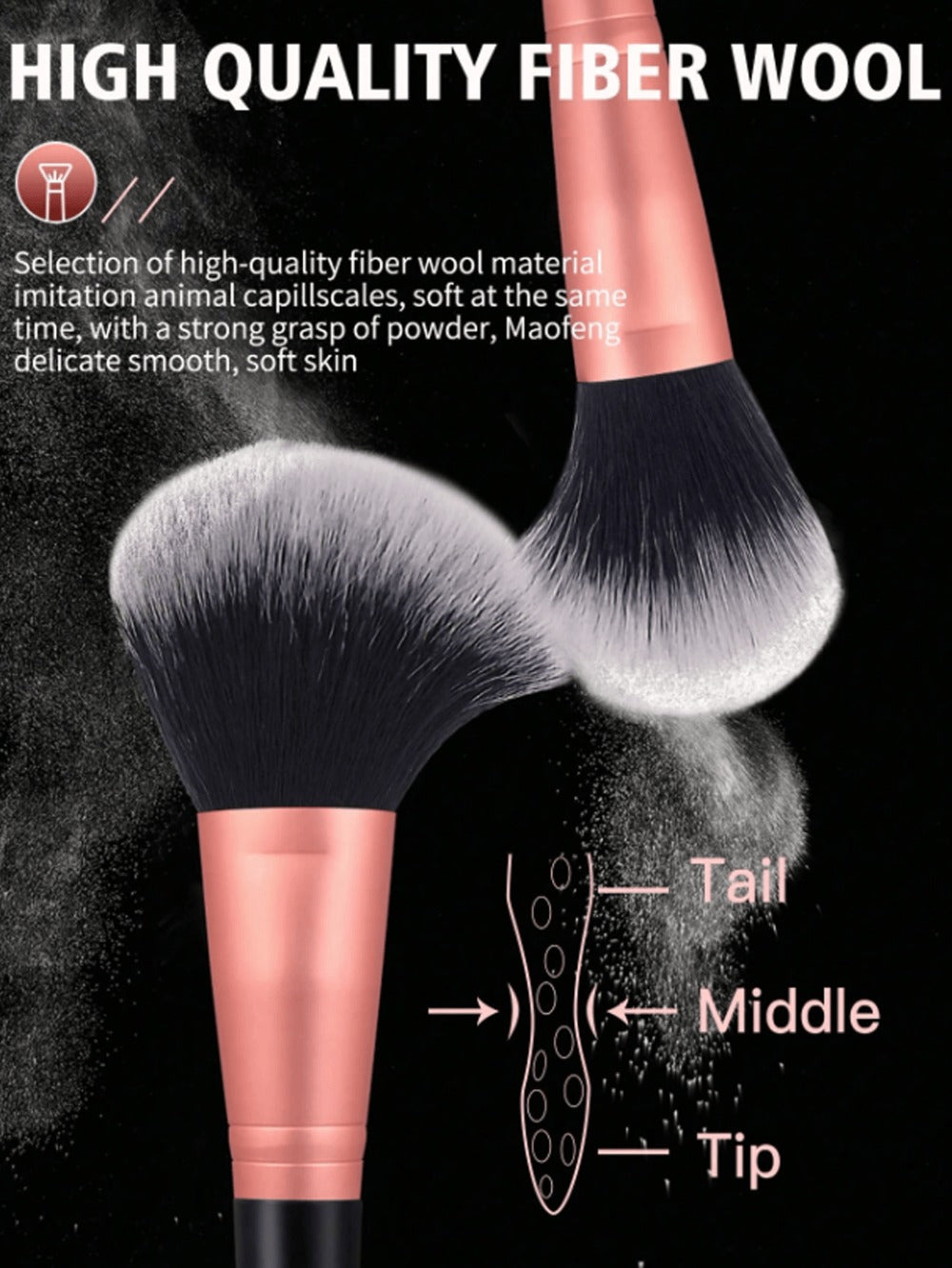 Makeup Brush Set, 23-, 44- or 47-Piece Nylon Bristle Kit with Blending Sponges and Leopard, Beige or Black Bag — image 14