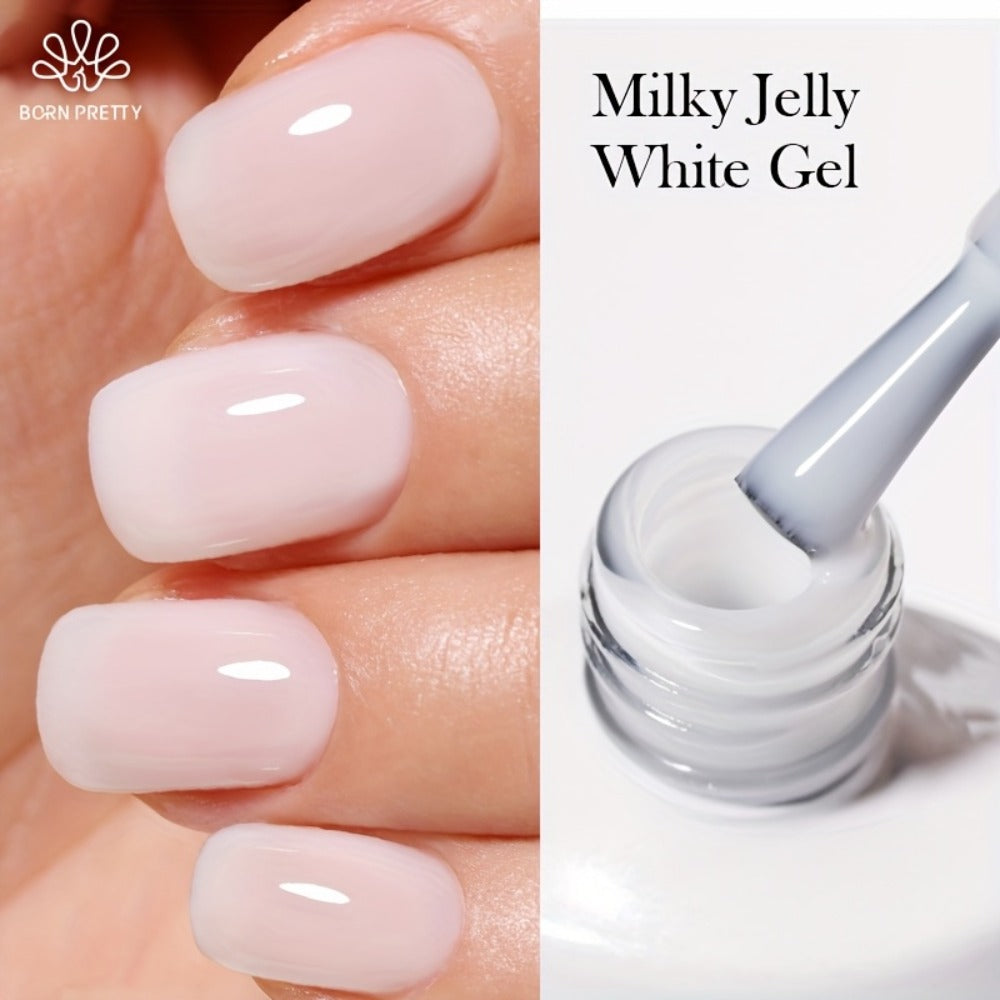 Gel Nail Polish in 10ml Translucent Jelly with 6 Milky, Snow-Glitter and Nude Shade Options — image 19
