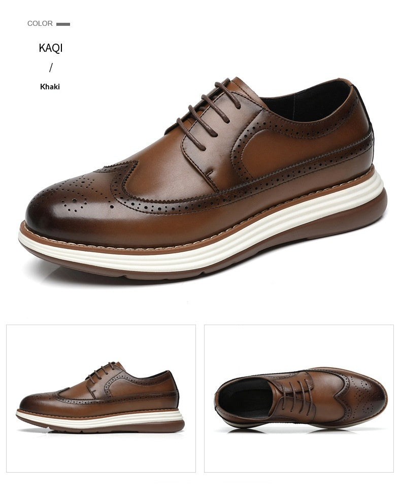 Ultra-fiber Thick-soled Trendy Men's Business Leather Shoes Comfortable And Casual
