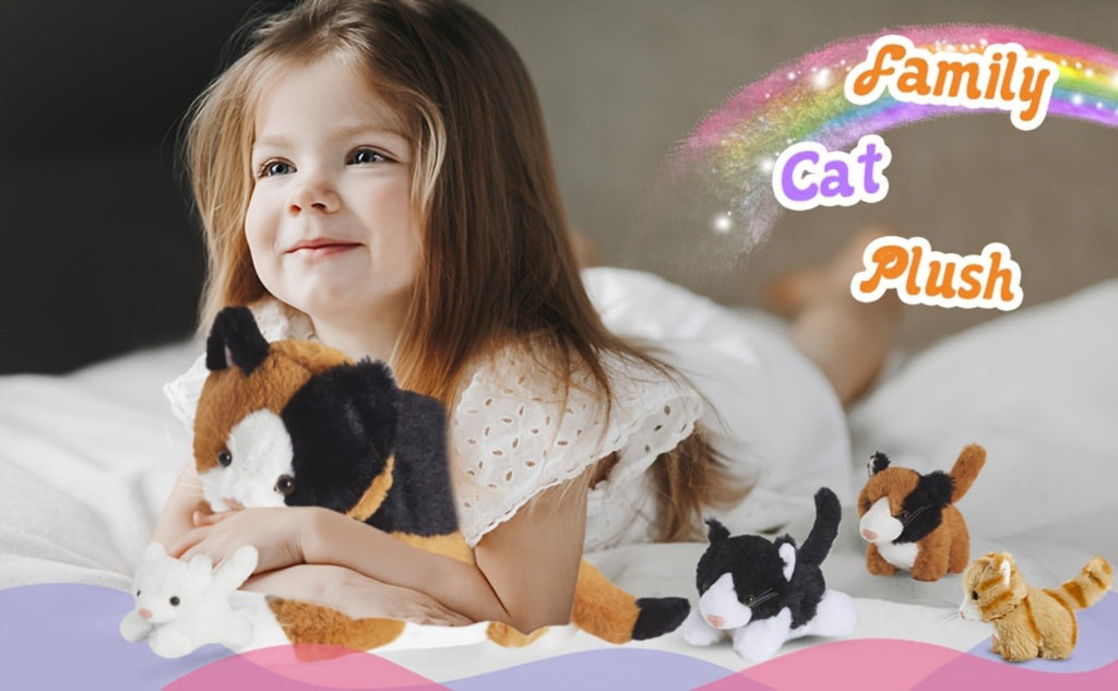 Stuffed Animal Mommy Cat Set with Four Baby Kittens, Five-Piece Family Design and Soft Fabric — image 10