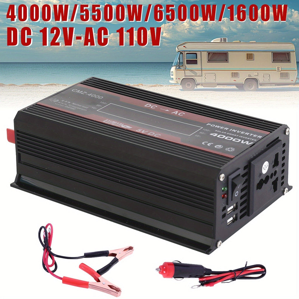 DC to AC Inverter 4000W 5500W 6500W 16000W Peak DC 12V to AC 110V High Power Car Inverter with USB Ports for Garden, Patio an
