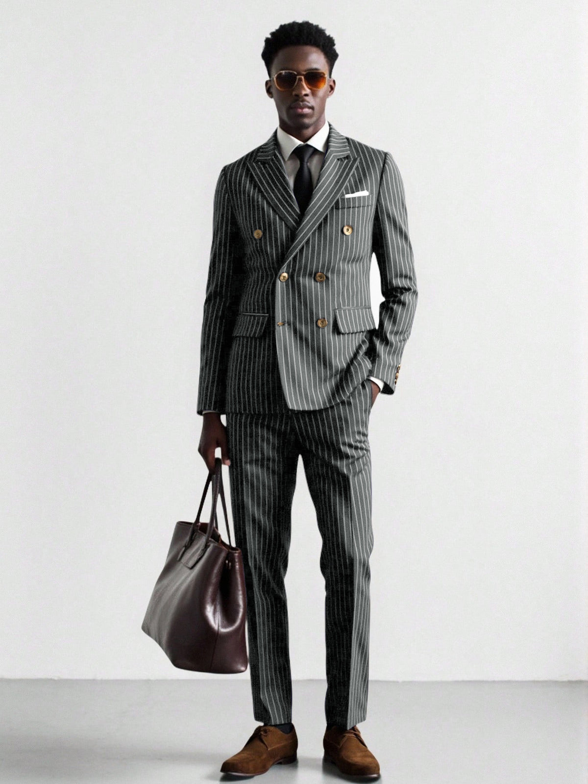 Mens Striped Business Suit Set