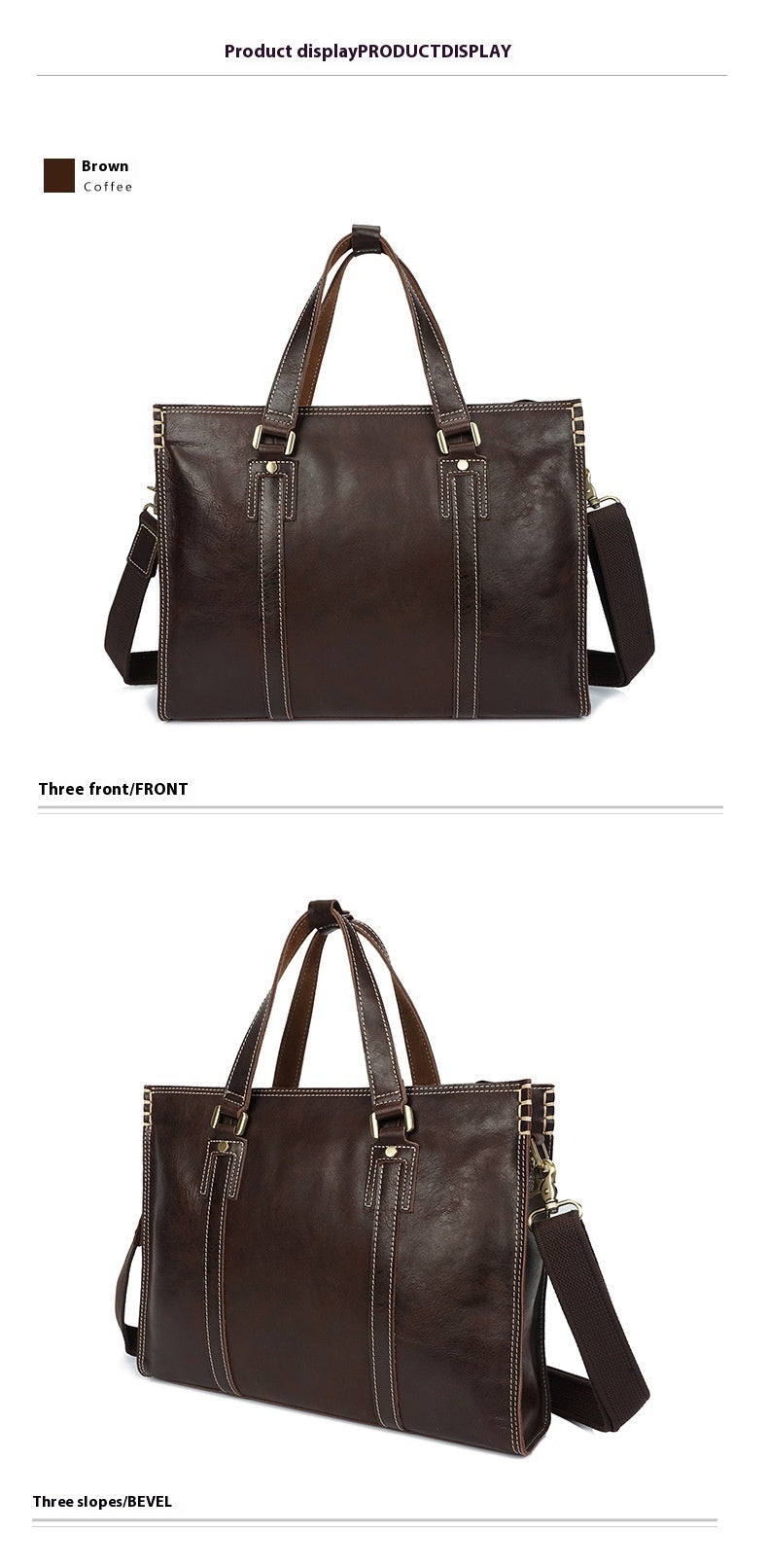 First Layer Cowhide Oily Leather Shoulder Messenger Bag