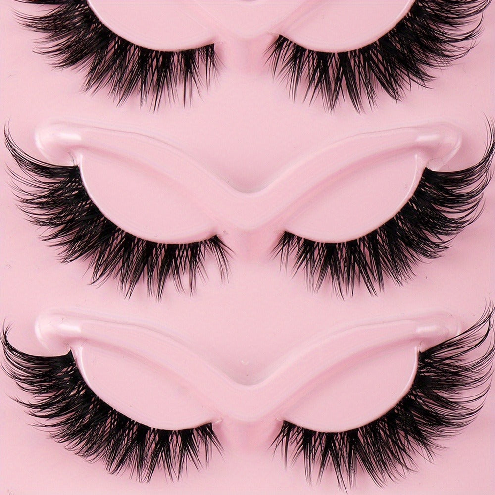 Cat-Eye False Eyelashes Set with 15 Pairs in Three Pink Storage Trays and Clear Lash Bands — image 5