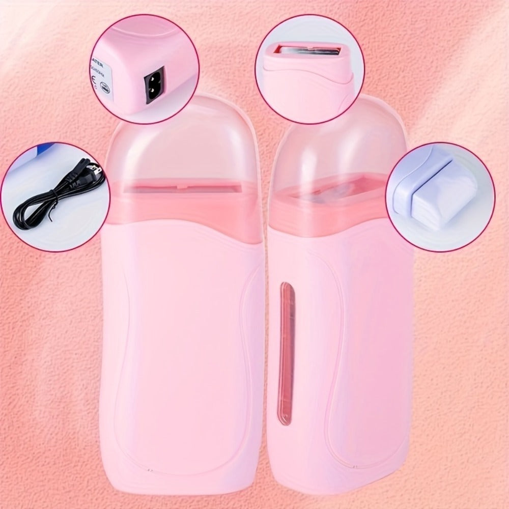 Wax Warmer Roller Kit for Hair Removal – Portable Electric Roll-On Soft Wax Heater for Women & Men, At-Home & Salon Waxing — 