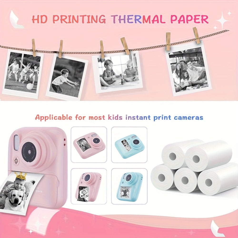 Kids Instant Print Digital Camera 1080P with 2.4" Screen, 3 Rolls Print with the Listed Color, Size or Set Options for Everyd