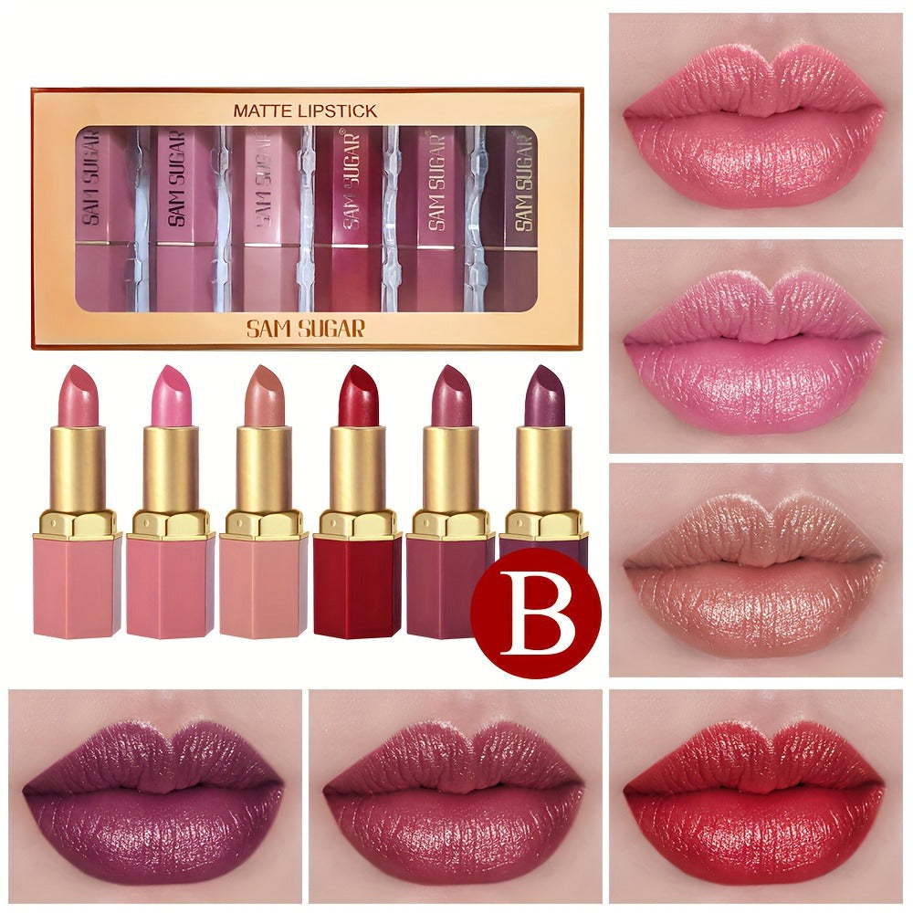 Lip Gloss Set 6pcs Velvet Finish Shiny Lip Color Collection, for Makeup, Travel and Everyday Vanity Use — image 8